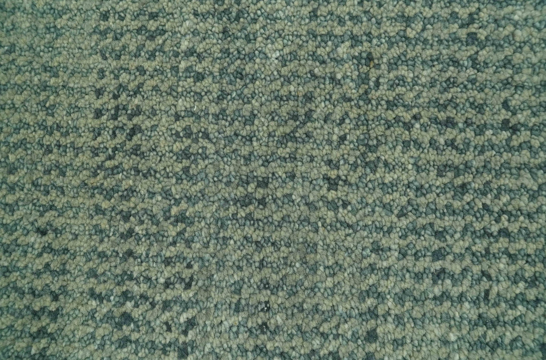 Custom Made Beige and Shades of Blue Stripes Design Contemporary wool area Rug - The Rug Decor