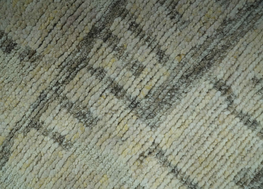 Custom Made Beige, Olive and Gray Hand Knotted Modern Abstract wool Area Rug - The Rug Decor