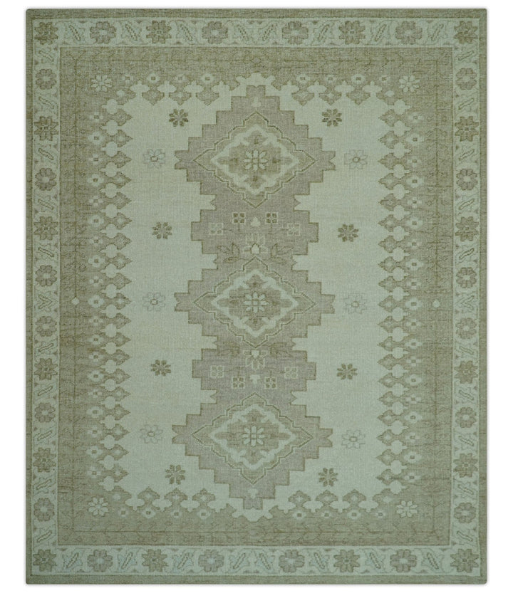 Custom Made Beige Traditional Turkish Design Hand knotted Wool Area Rug - The Rug Decor