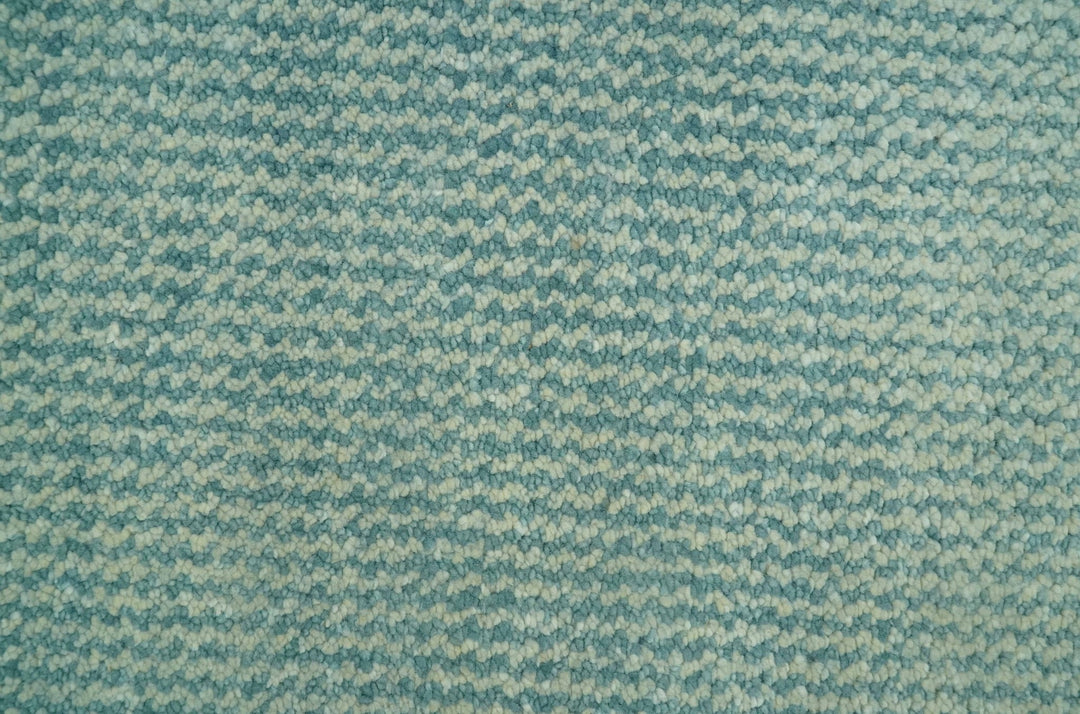 Custom Made Blue and Beige Stripes Design Contemporary Hand Knotted wool Area Rug - The Rug Decor