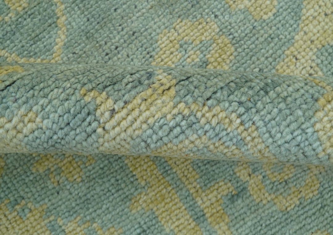 Custom Made Blue And Beige Traditional Floral Hand Knotted Wool Rug - The Rug Decor