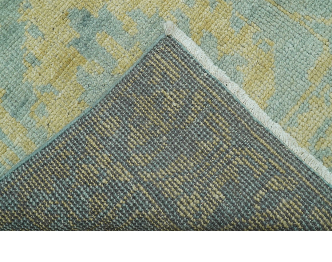 Custom Made Blue And Beige Traditional Floral Hand Knotted Wool Rug - The Rug Decor