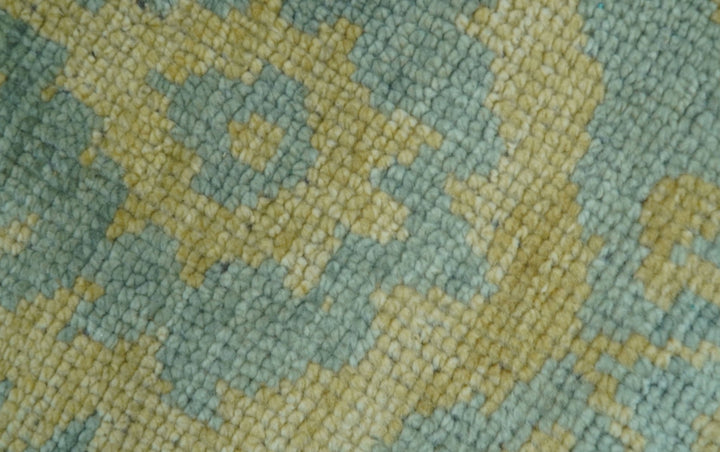 Custom Made Blue And Beige Traditional Floral Hand Knotted Wool Rug - The Rug Decor