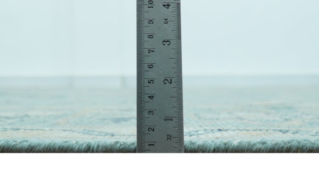 Custom Made Blue And Beige Turkish Design Hand knotted Wool Area Rug - The Rug Decor