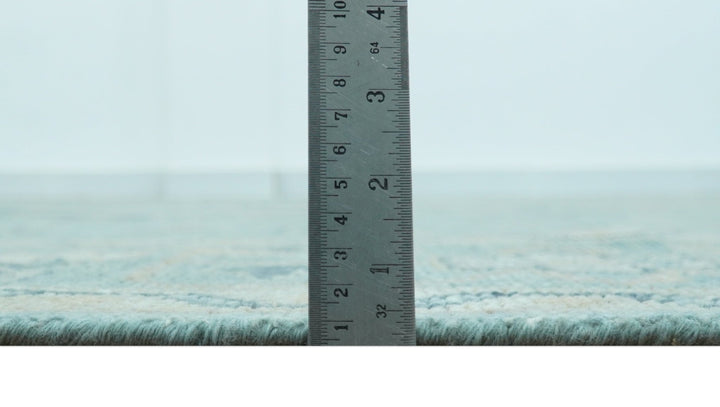 Custom Made Blue And Beige Turkish Design Hand knotted Wool Area Rug - The Rug Decor