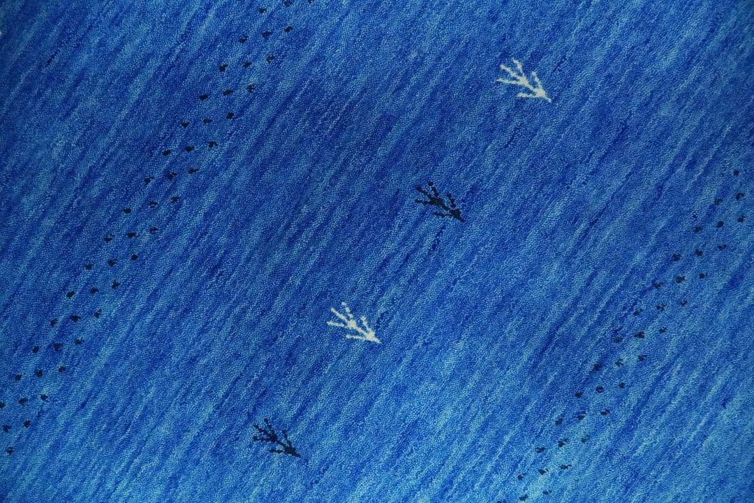 Custom Made Blue and Ivory Stripes Design Hand loom wool Area Rug - The Rug Decor