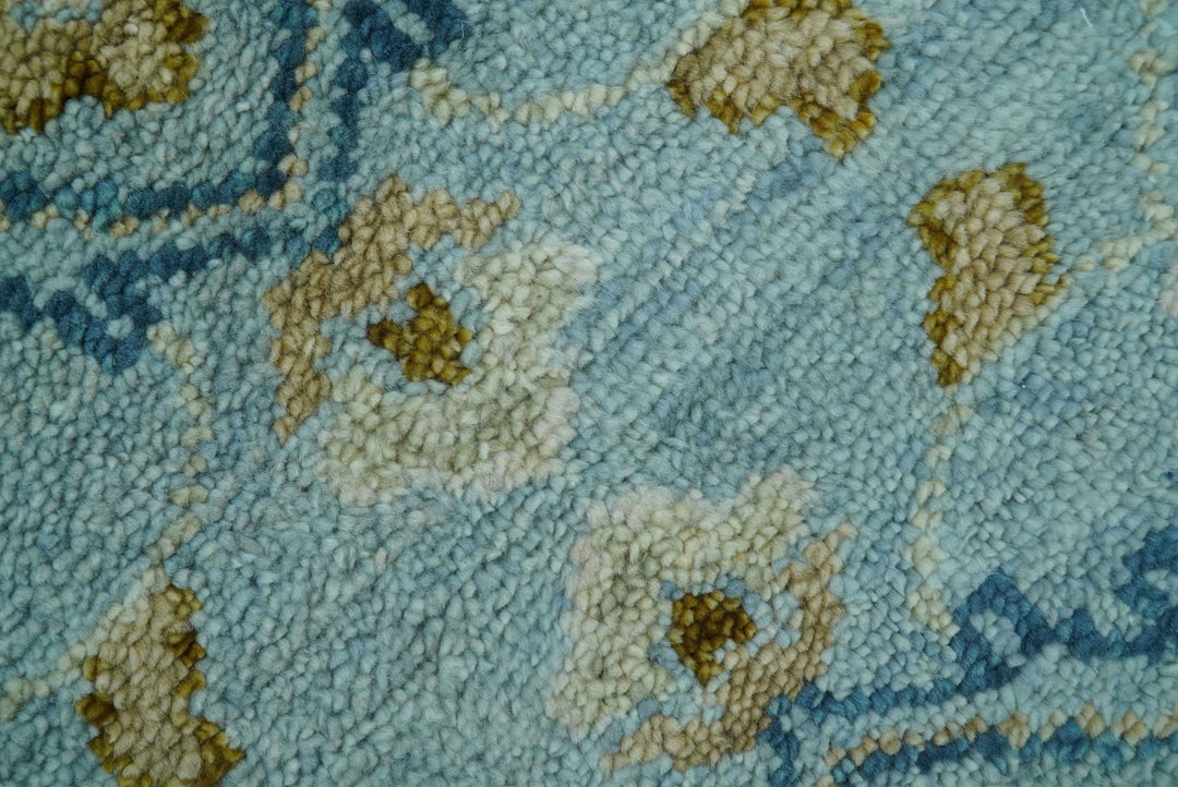 Custom Made Blue And Olive Traditional Oriental Design Hand knotted Wool Area Rug - The Rug Decor