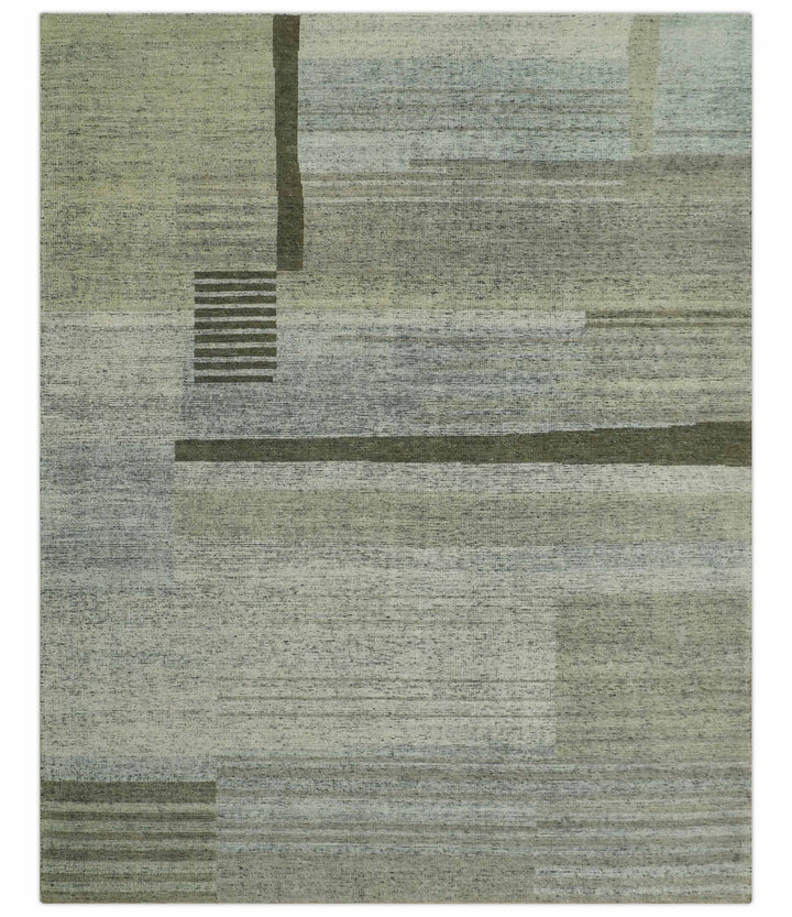 Custom Made Brown and Beige Contemporary Design Hand knotted Wool Area Rug - The Rug Decor