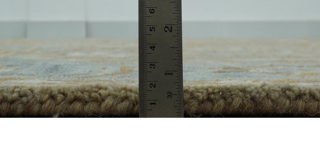 Custom Made Camel And Blue Traditional Oushak Design Hand Tufted Wool Area Rug - The Rug Decor