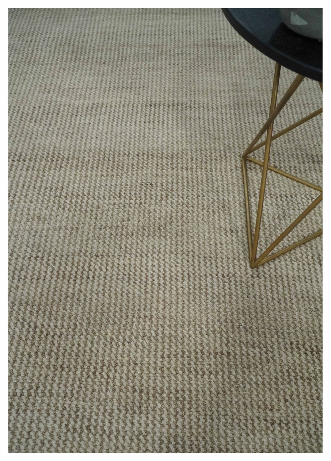 Custom Made Contemporary Beige and Ivory Hand Knotted Rug Area Rug - The Rug Decor