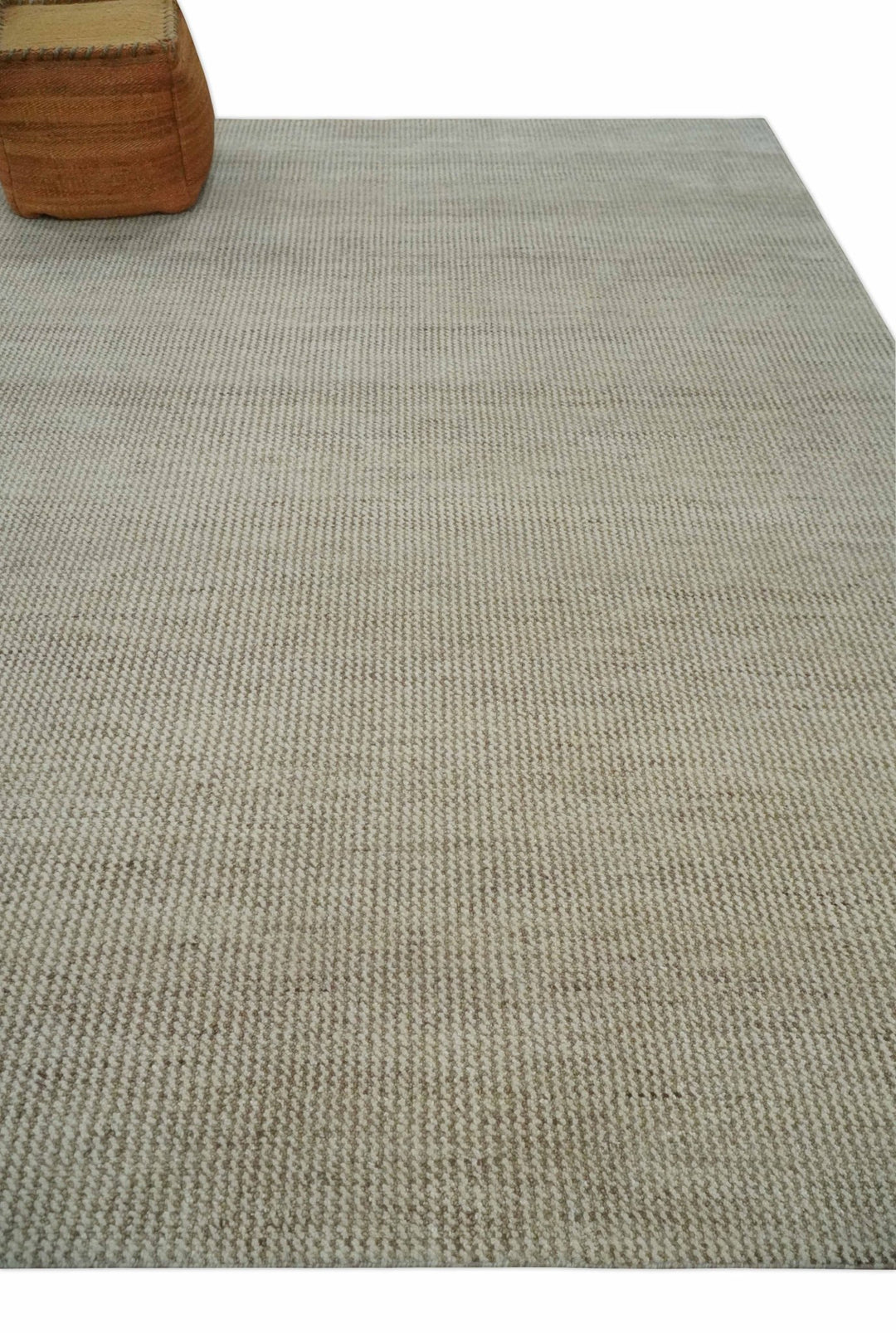 Custom Made Contemporary Beige and Ivory Hand Knotted Rug Area Rug - The Rug Decor