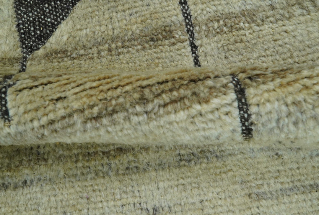 Custom Made Contemporary Design Black And Beige Hand knotted wool Area Rug - The Rug Decor