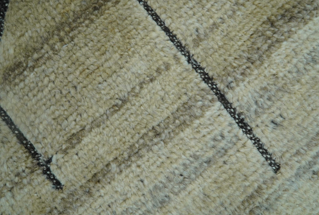 Custom Made Contemporary Design Black And Beige Hand knotted wool Area Rug - The Rug Decor