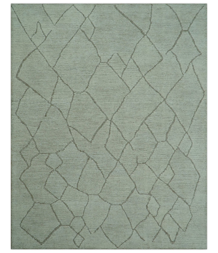 Custom Made Contemporary Pattern Brown And Ivory Hand Tufted Wool Area Rug - The Rug Decor