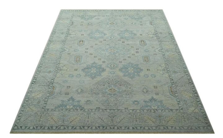 Custom Made Distressed Finished Beige and Gray Traditional mamluk design Low Pile wool Rug - The Rug Decor