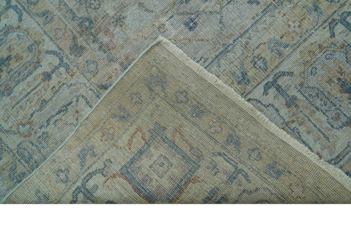 Custom Made Distressed Silver Blue Traditional Hand knotted Wool Area Rug - The Rug Decor