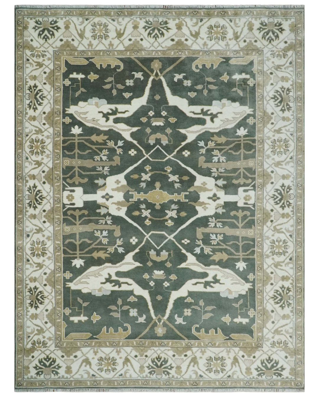 Custom Made Emerald Green Fine Hand knotted Wool Traditional Oushak Area Rug - The Rug Decor