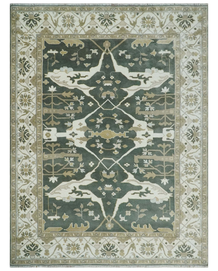 Custom Made Emerald Green Fine Hand knotted Wool Traditional Oushak Area Rug - The Rug Decor