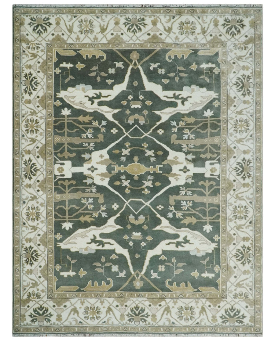 Custom Made Emerald Green Fine Hand knotted Wool Traditional Oushak Area Rug - The Rug Decor