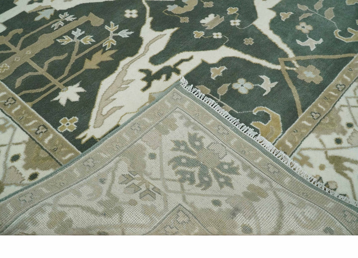Custom Made Emerald Green Fine Hand knotted Wool Traditional Oushak Area Rug - The Rug Decor