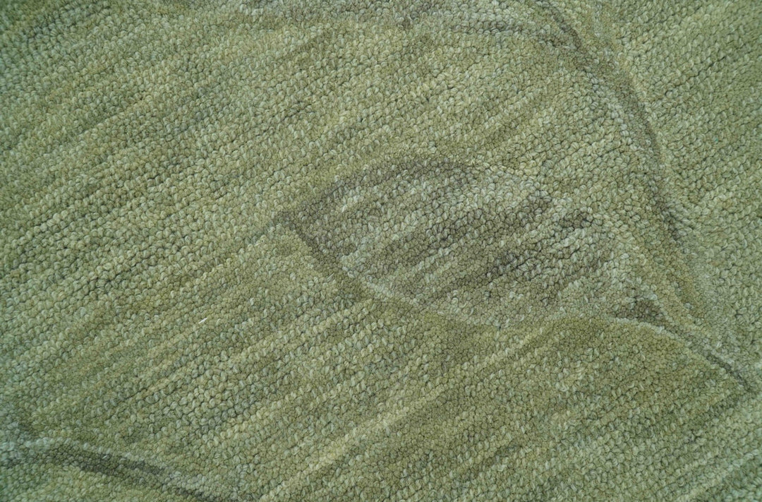 Custom Made Floral Olive Green Hand Tufted Wool Area Rug - The Rug Decor