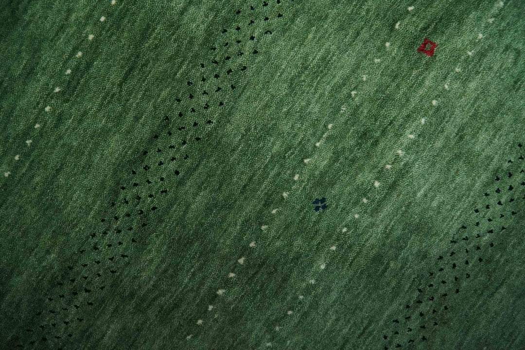 Custom Made Geometrical Stripes Design Green, Ivory and Charcoal wool Area Rug - The Rug Decor