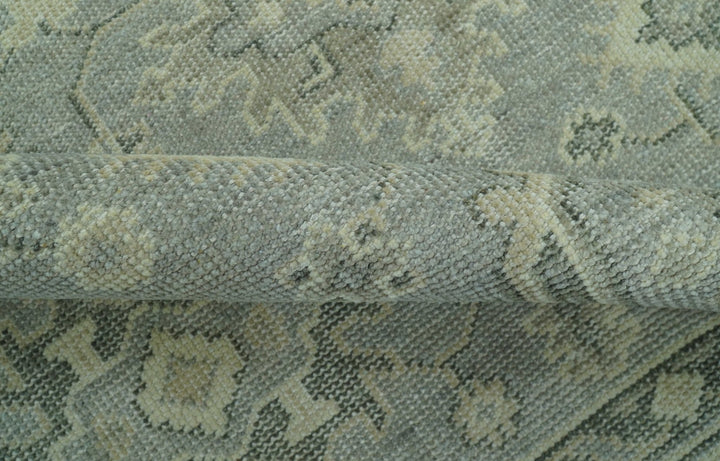 Custom Made Gray And Ivory Traditional Turkish Design Hand knotted Wool Area Rug - The Rug Decor