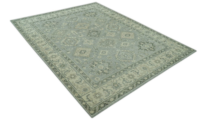 Custom Made Gray And Ivory Traditional Turkish Design Hand knotted Wool Area Rug - The Rug Decor