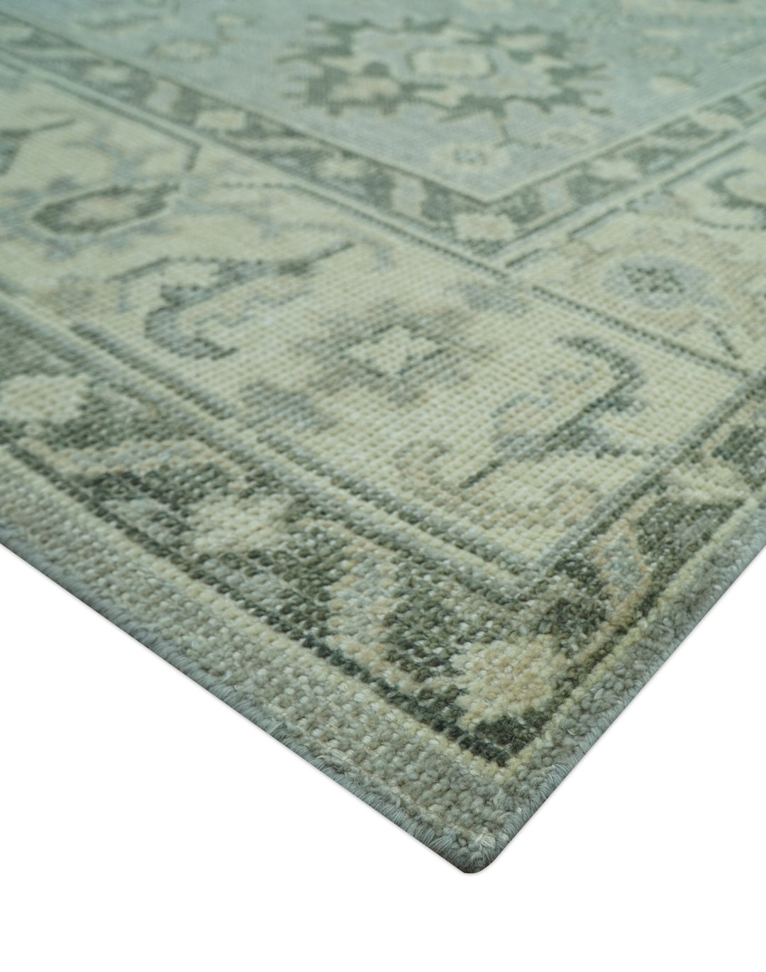 Custom Made Gray And Ivory Traditional Turkish Design Hand knotted Wool Area Rug - The Rug Decor