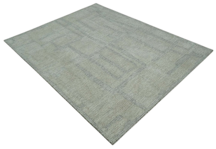 Custom Made Hand Tufted Ivory, Olive and Charcoal Modern Abstract Stripes Design Rug - The Rug Decor