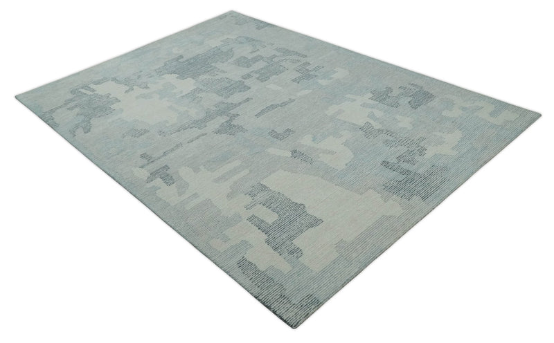 Custom Made Hand Tufted Ivory, Silver, Gray and Charcoal Modern Abstract Design Rug - The Rug Decor