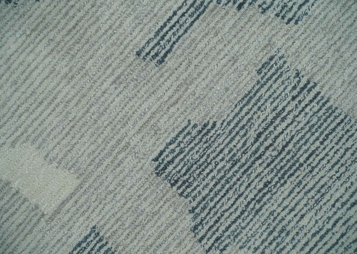 Custom Made Hand Tufted Ivory, Silver, Gray and Charcoal Modern Abstract Design Rug - The Rug Decor
