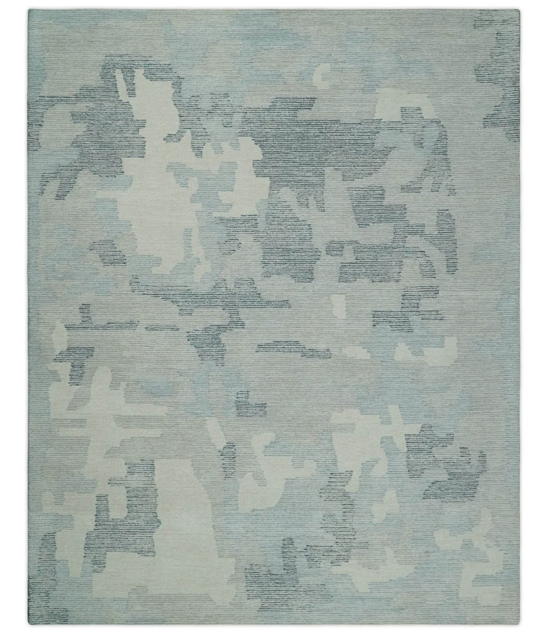 Custom Made Hand Tufted Ivory, Silver, Gray and Charcoal Modern Abstract Design Rug - The Rug Decor