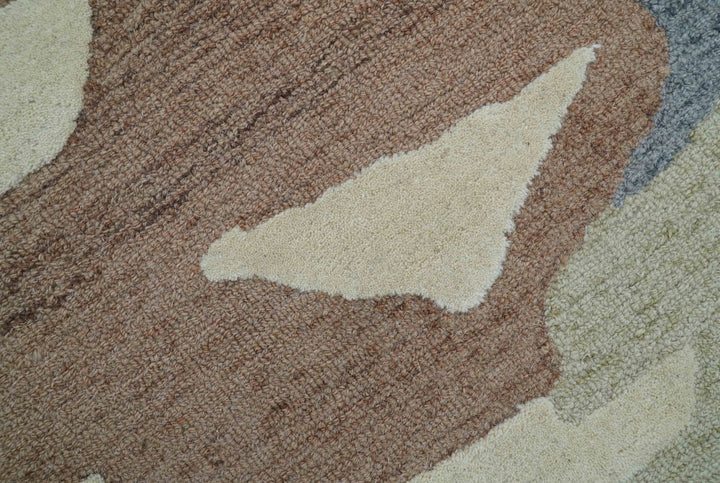 Custom Made Modern Abstract Design Beige Hand Tufted Wool Area Rug - The Rug Decor