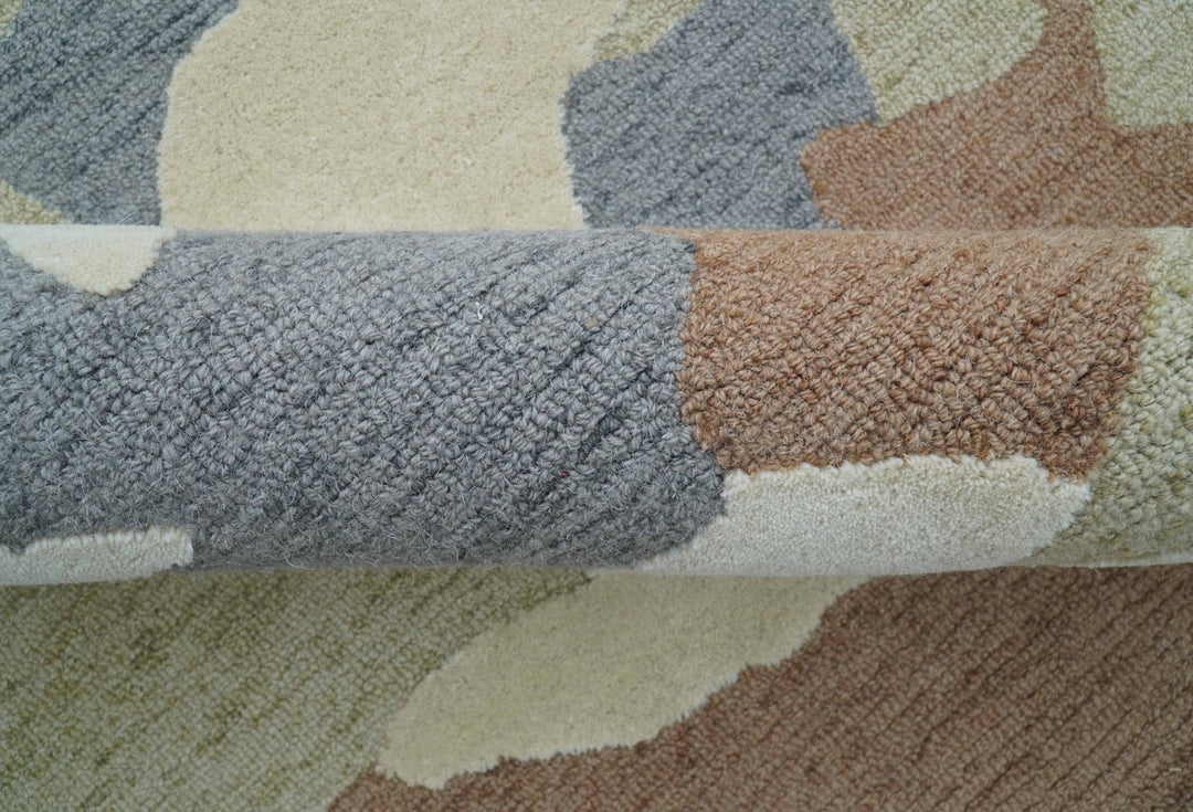 Custom Made Modern Abstract Design Beige Hand Tufted Wool Area Rug - The Rug Decor