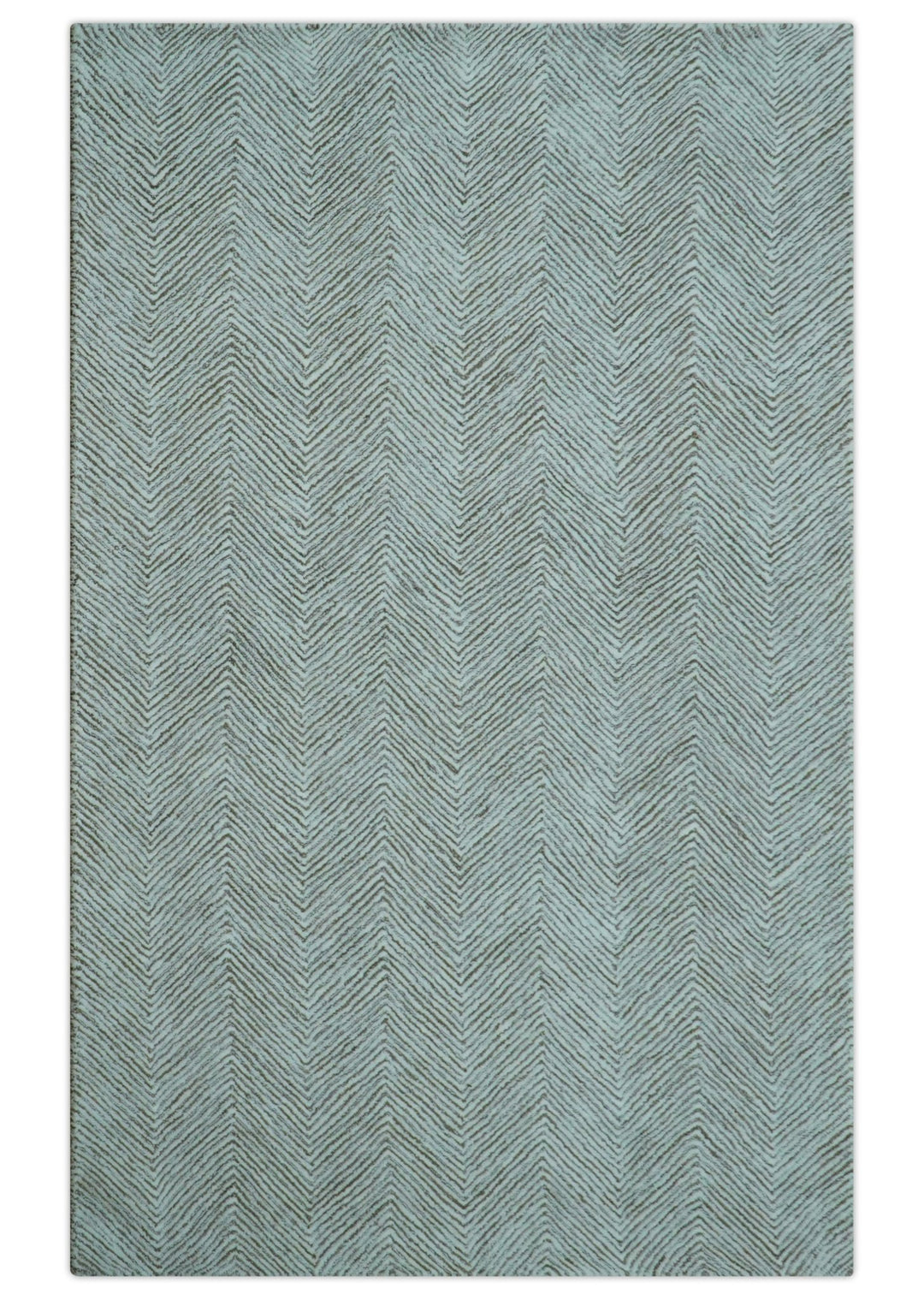 Custom Made Modern Chevron Ivory And Brown Hand Tufted Wool Area Rug - The Rug Decor