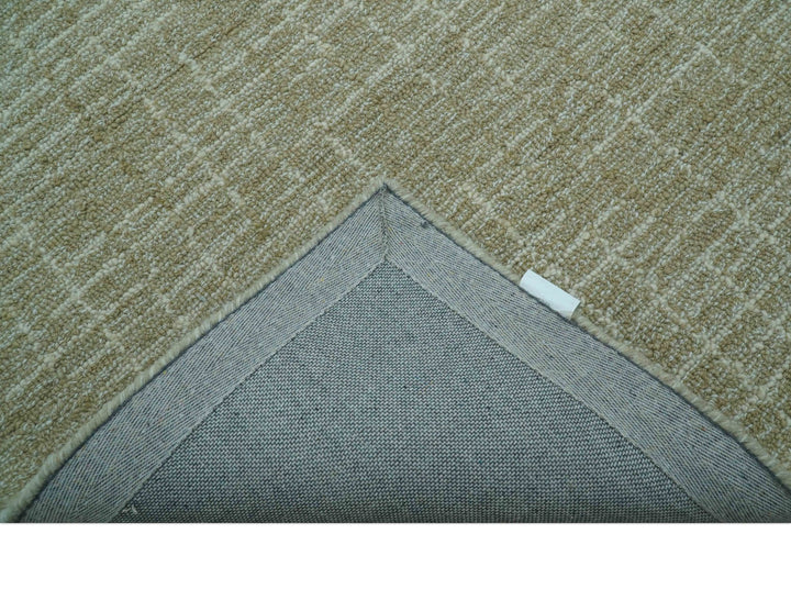 Custom Made Modern Geometrical Beige Hand Tufted Wool Area Rug - The Rug Decor