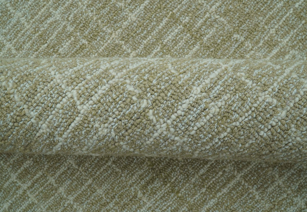 Custom Made Modern Geometrical Beige Hand Tufted Wool Area Rug - The Rug Decor