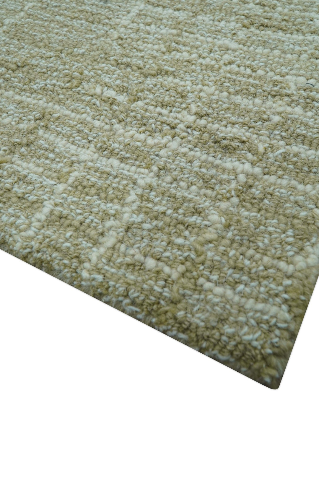 Custom Made Modern Geometrical Beige Hand Tufted Wool Area Rug - The Rug Decor