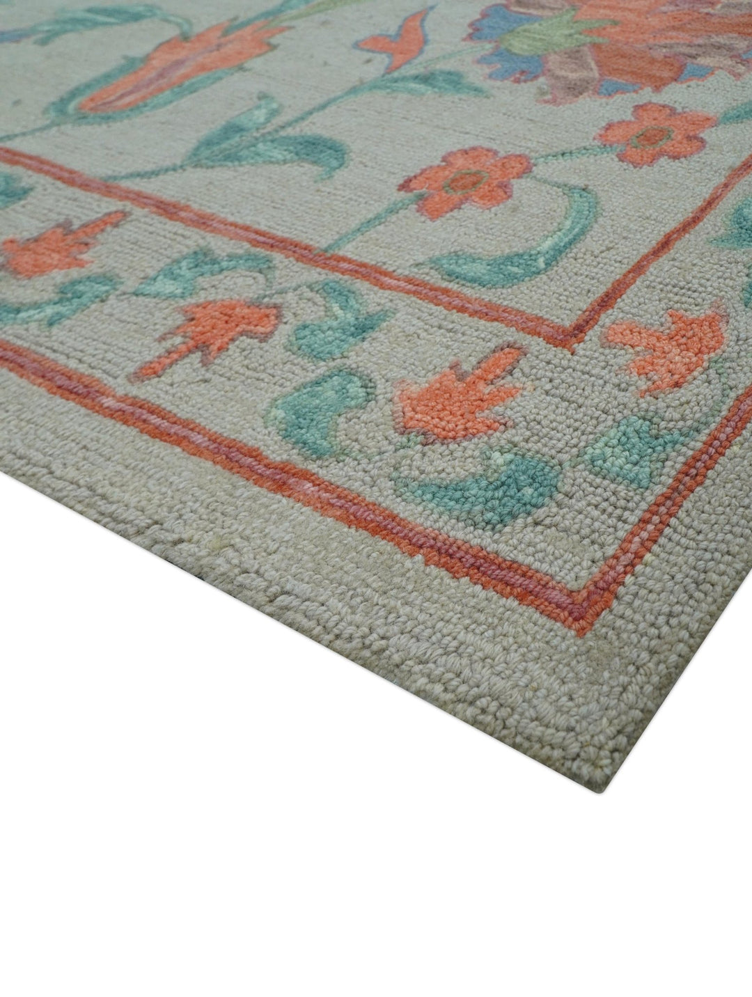 Custom Made Oriental Uzbek Design Floral Beige Hand Tufted Wool Area Rug - The Rug Decor