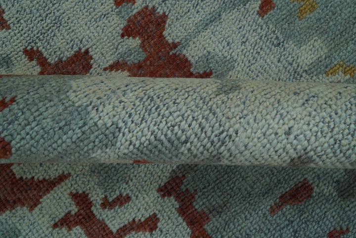 Custom Made Rust And Gray Modern Abstract Design Hand knotted Wool Area Rug - The Rug Decor