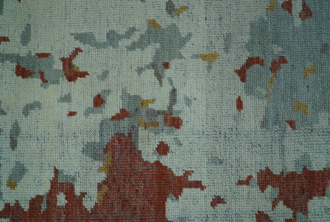 Custom Made Rust And Gray Modern Abstract Design Hand knotted Wool Area Rug - The Rug Decor