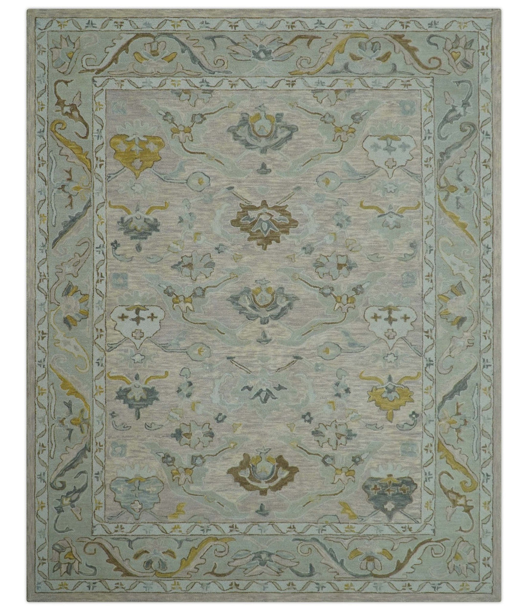 Custom Made Traditional Design Beige Peach Hand Tufted Wool Area Rug - The Rug Decor