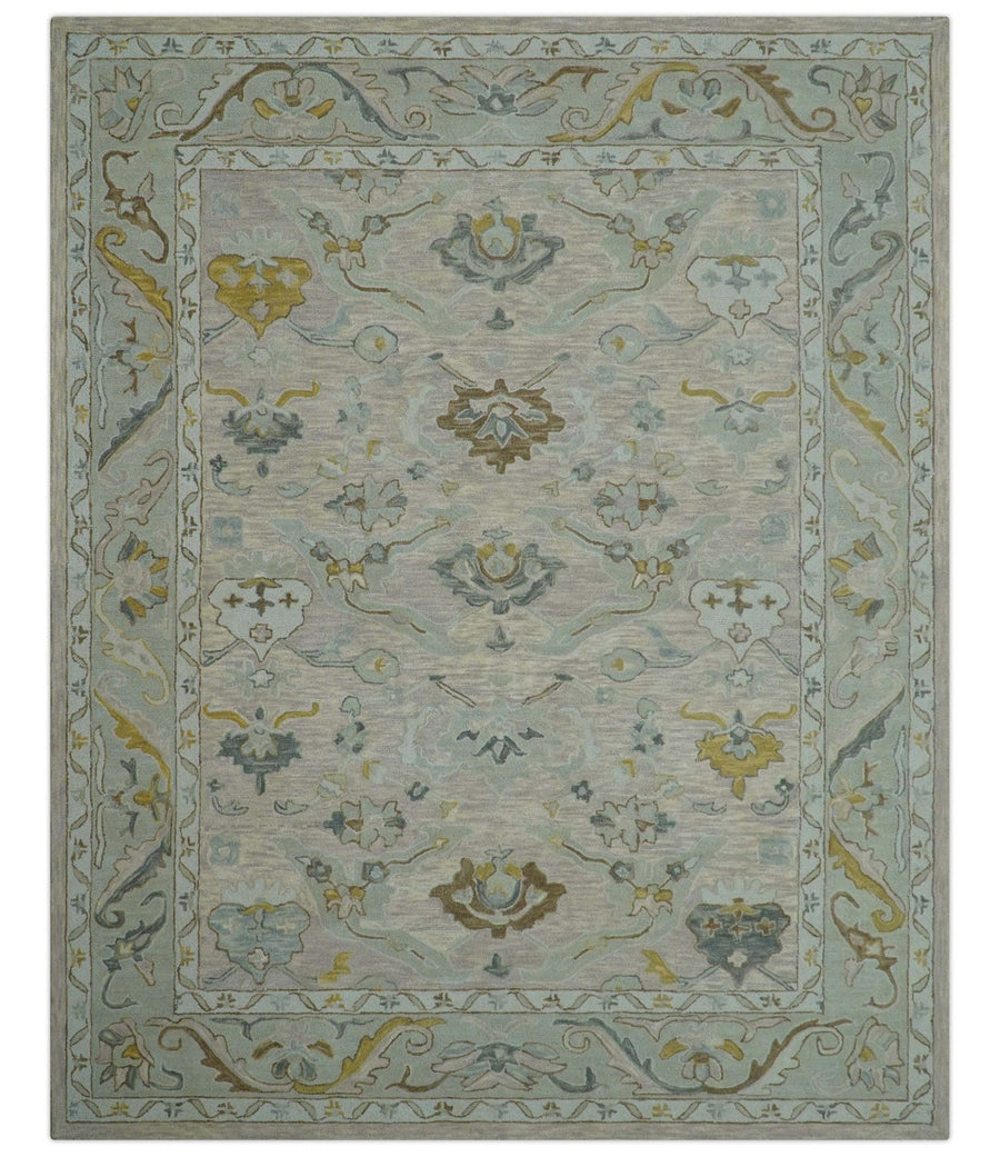 Custom Made Traditional Design Beige Peach Hand Tufted Wool Area Rug - The Rug Decor