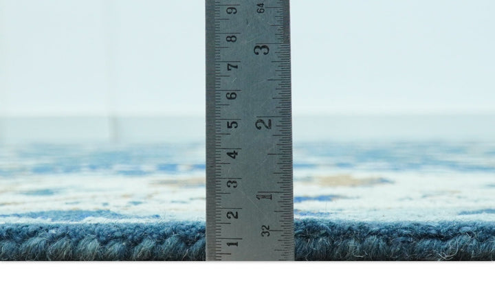 Custom Made Traditional Oriental Design Blue And Beige Hand - Tufted Wool Area Rug - The Rug Decor