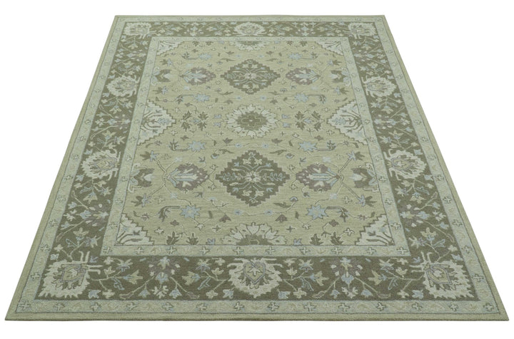 Custom Made Traditional Oriental Design Earthy Beige Hand - Tufted Wool Area Rug - The Rug Decor