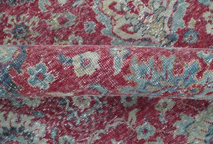 Custom Made Traditional Oriental Design Red And Blue Hand Knotted Wool Area Rug - The Rug Decor