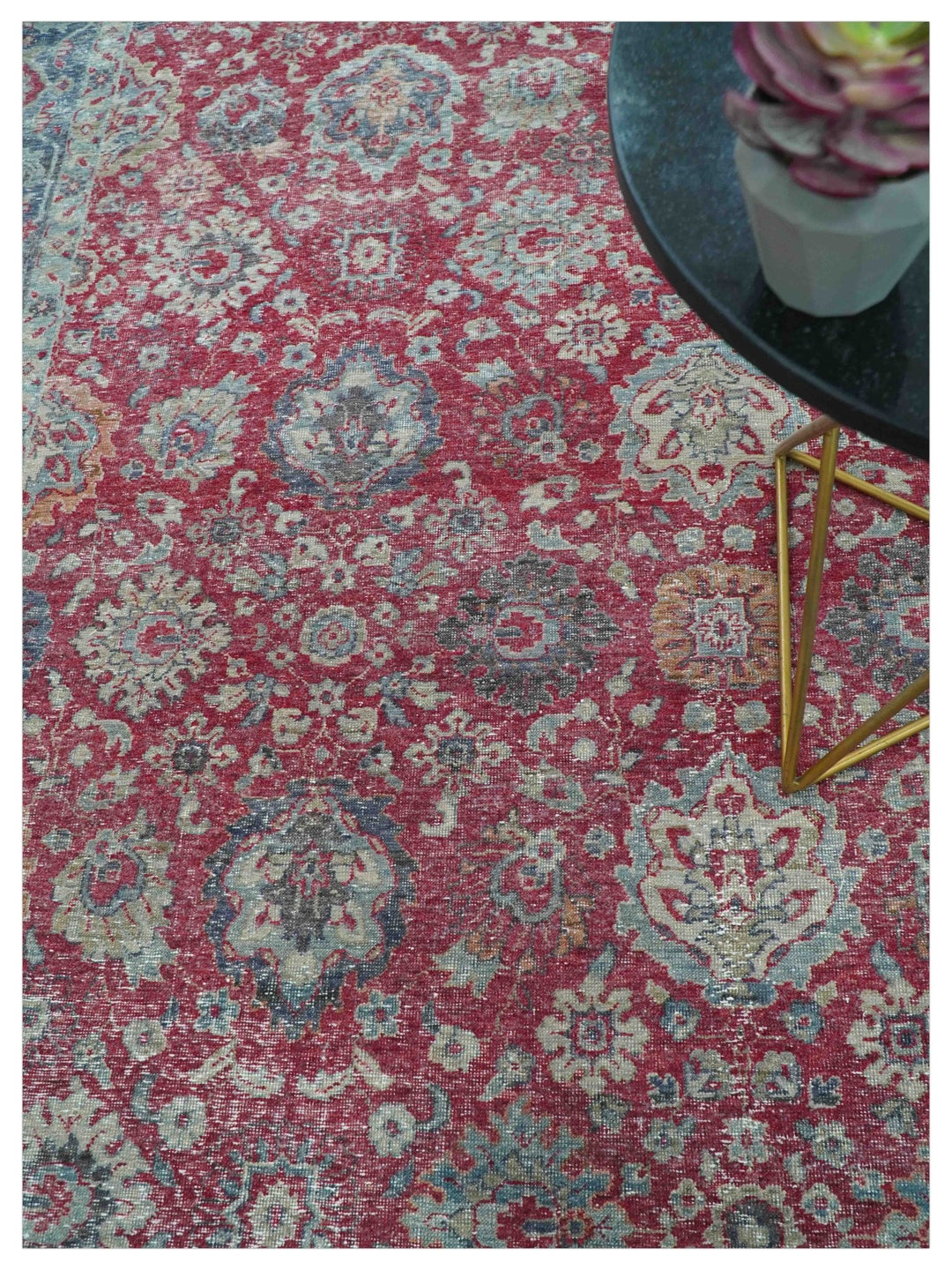 Custom Made Traditional Oriental Design Red And Blue Hand Knotted Wool Area Rug - The Rug Decor