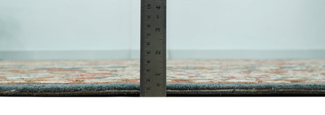 Custom Made Traditional Persian Design Silver, Blue And Rust Hand Tufted Wool Area Rug - The Rug Decor