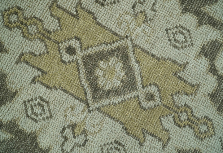 Custom Made Traditional Turkish Design Beige And Rust Hand knotted Wool Area Rug - The Rug Decor